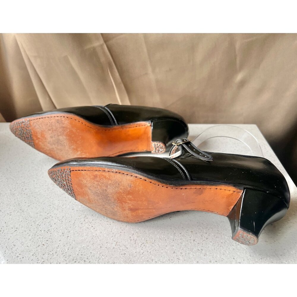 Womens Black Leather Flamenco Shoes With Strap & Low Heel Size 6 - Picture 11 of 14